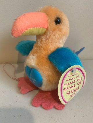 1987 Vintage Dan Dee Pliush Stuffed Animal Shake Me Noise Bird Parrot Toucan Toy