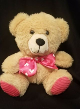 Brown Teddy Bear Dan Dee 6 " Plush Pink Bow Sweetheart Gift Stuffed Animal
