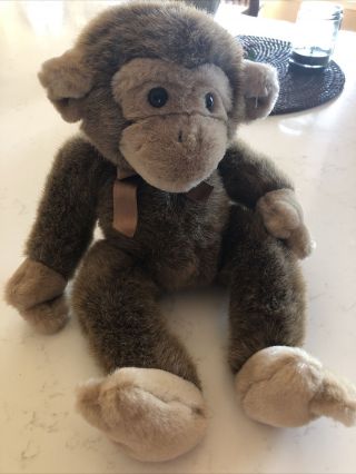 ✨ Vintage Russ Berrie Jimby Monkey Brown Plush Stuffed Animal Toy 14 " ✨