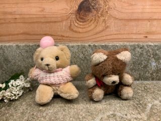 Vintage Russ Berrie Set Of 2 Plush Teddy Bears Pink Happy Birthday & 4” Classic