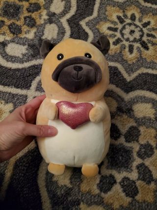 Squishmallows Hugmees Pug Dog Plush Hug Mees Valentines Heart Doll Pillow Doll