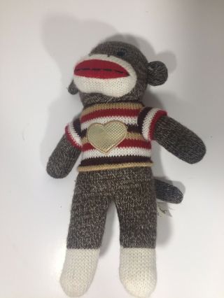Dan Dee Sock Monkey Plush Red Heart Sweater