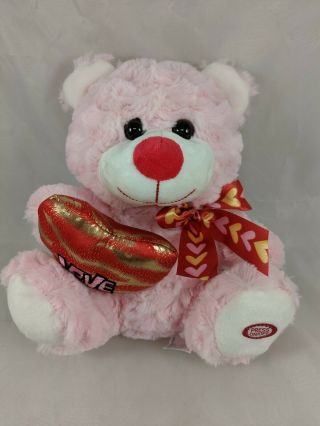 Hugfun Pink Bear Plush Love Sings Lights Up Stuffed Animal Toy