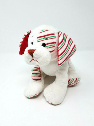 Ganz Webkinz Peppermint Puppy Plush 7 " White Green & Red Stripes No Code Dog