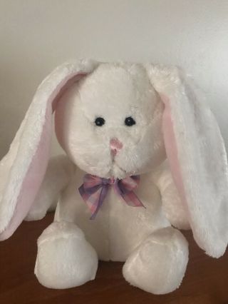 Hallmark 9 " White Bunny Rabbit Plush Stuffed Animal Purple Pink Bow