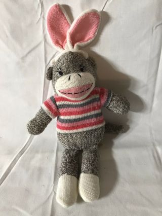 Sock Monkey By Dan Dee Plush Size Small Monkey With Easter Rabbit Ears