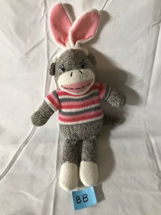 sock monkey by dan dee plush size small monkey with easter rabbit ears 2
