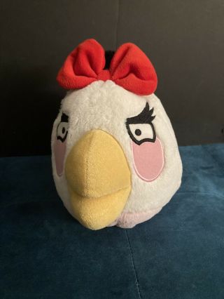 Angry Birds Plush White Pink Girl With Red Bow Matilda 7” Stuffed With Sound