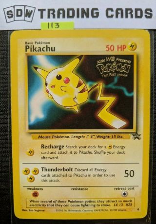 Pikachu 4 Black Star Promo Gold Kids Wb First Movie 1999 Pokémon Card Good 113