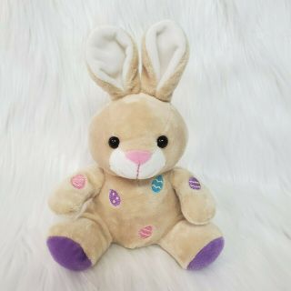 8 " Walmart Easter Bunny Rabbit Tan Eggs Sitting Plush Stuffed Animal Toy B65