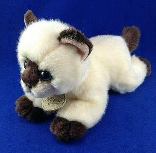 Miyoni By Aurora Siamese Cat Plush Kitten Stuffed Animal Laying Soft 8 - 1/2 "