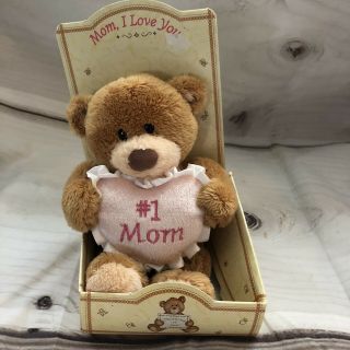 Gotta Getta Gund Teddy Bear 1 Mom I Love You Pink Heart 4.  5 " Brown