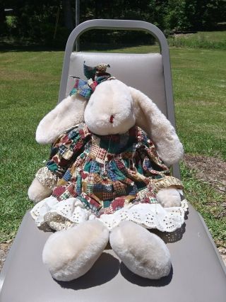 Dan Dee 21 Inch Plush Rabbit Bunny Patchwork Country Dress Shelf Sitter