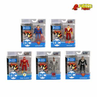 Spin Master Dc Universe Heroes Unite 4 " Figure Set Superman Flash Shazam Cyborg