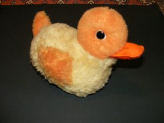 Vintage Steiff Duck.  Button & Yellow Band But No Tag.  9 X 6 In.  Squeeker Wor