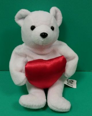 Great American Fun Plush White Teddy Bear Red Heart Valentine Stuffed Animal 9 "