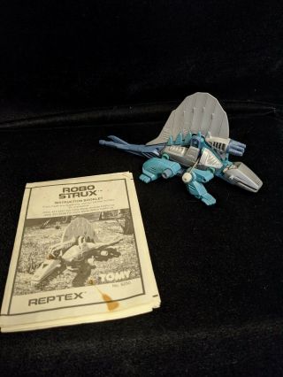 Vintage Tomy Robo Strux Reptex Figure With Label Sheet And Instructions
