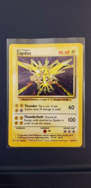 Pokemon Zapdos Holo Rare Card 16/102 Wotc Base Set