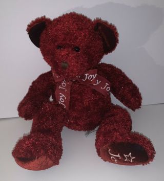Rb Russ Berrie For Target Red Joy Teddy Bear Christmas Plush 9 " Sparkles Euc