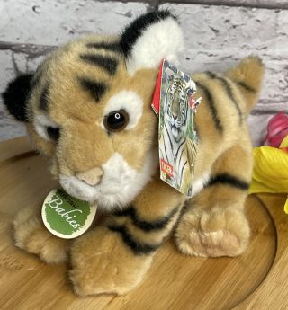 Aurora Nature Babies Bengal Tiger Cub Soft Plush Stuffed Animal Bean Bag Toy 8”