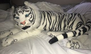 Vtg White Tiger Wild Big Cat Plush Animal Kelly Toy 40 " Carole Baskin Halloween