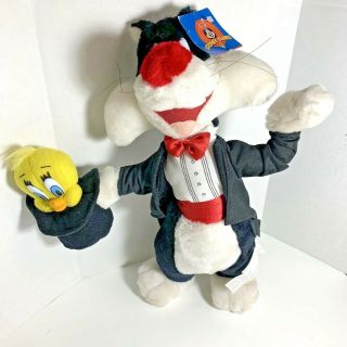 1998 Looney Tunes Magician Sylvester & Tweety Bird 13 " Plush Toy