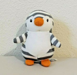 Little Jellycat Gray Striped Shiver Penguin Vibrating Pull Toy Stuffed Plush 5 "