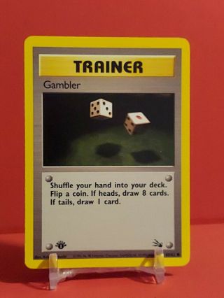 1st Edition Pokemon Card Gambler Trainer 60/62 Fossil First Edition Pokemon Card