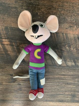 Chuck E Cheese Plush Doll Toy Stuffed Animal Mouse Purple Shirt 13 ".