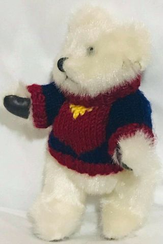 2000 Hugfun Winter Teddy Bear W/knit Sweater Plush Jointed Stuffed Animal 8”