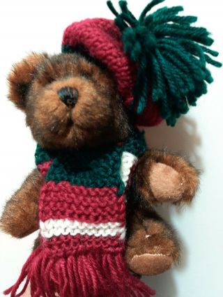 Hugfun Brown Teddy Bear Plush Stuffed Animal Red Knit Hat Scarf Minky