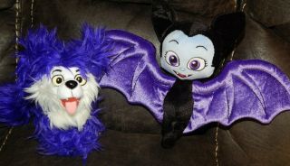 Disney Store Vampirina Bat Plush Doll 8 1/2 " & Wolfie Dog 6 " Stuffed Animal Toy