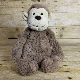 Jellycat 11 " Plush Bashful Monkey Brown Tan Smiling Baby Stuffed Animal Toy Soft