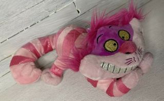 13” Disney Tote A Tail Cheshire Cat Alice In Wonderland Pink Striped Plush