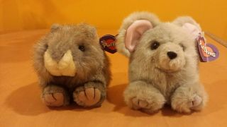 Puffkins By Swibco Brown Nutty Squirrel And Gray Murphy Mouse W/tags Cute