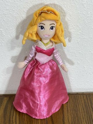 Disney Princess Aurora Plush Sleeping Beauty Pink Dress Stuffed Toy Doll 12”