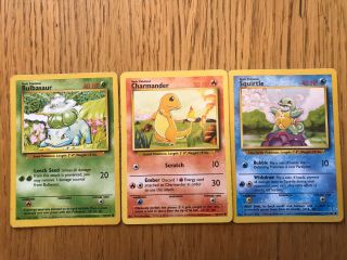 Pokemon Base Set Starter Bundle Bulbasaur Squirtle Charmander Wotc 1999 Cards