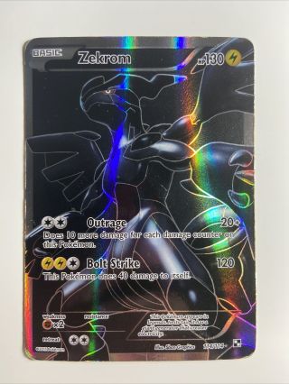 Pl/lp Full Art Pokemon Zekrom Card Black And White (base) 114/114 Ultra Rare Ap