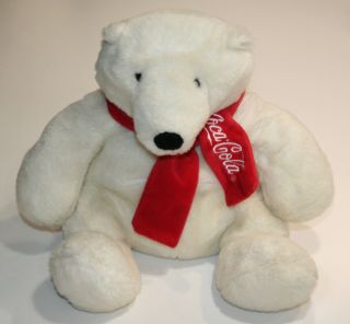 Coca Cola Polar Bear Plush W/ Red Scarf 8 " Stuffed Christmas Holiday
