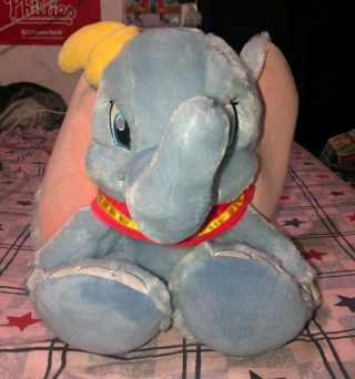 Disney Parks Dumbo 12” Plush W/ Yellow Hat Floppy Ears Elephant
