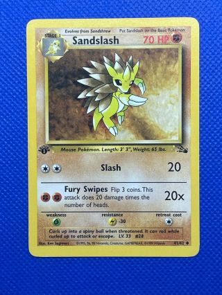 Pokemon | Fossil 1st First Edition | 41/62 Sandslash Uncommon | Psa 8?