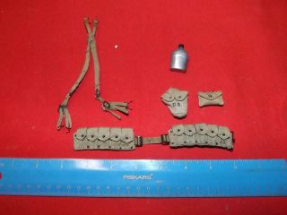 1:6th Scale Dragon Wwii Us Canvas Cartridge Belt,  Harness,  Canteen & Pouch 1