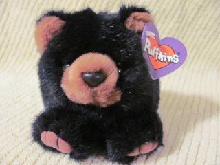 Swibco Puffkins Plush Benny Teddy Bear Black 6603 Dob 1 - 25 - 97 Bean Bag