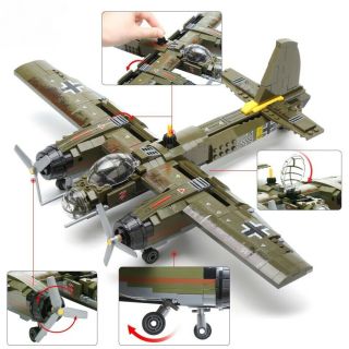 559pcs Military Ju - 88 Bombing Plane Building Blocks Bricks Army Soldier Kit Toy