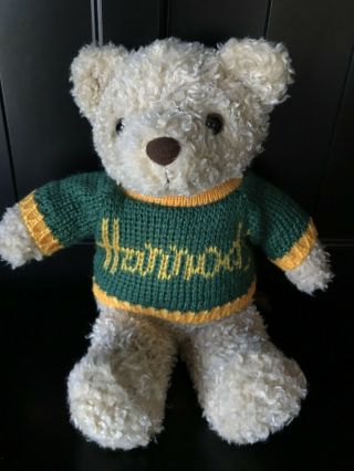 15 " Big Harrods Knightsbridge Teddy Bear Green Sweater Stuffed Animal Plush Toy