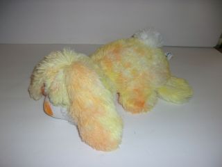 Hug & Luv Yellow Orange Tie Dyed Bunny Rabbit Plush 12 " Lying Down