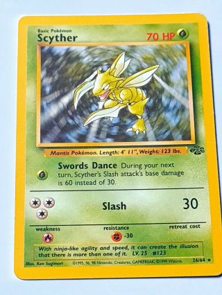 Scyther 26/64 Rare Non Holo Pokemon Card,  Wotc Jungle 1999 Vintage
