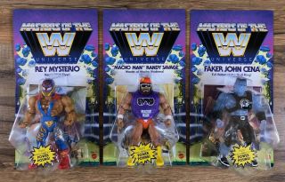 Wwe Masters Of The Universe Wave 2 Set Of 3 Macho Man John Cena Ray Mysterio