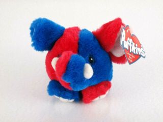Puffkins Collectible Plush Keychain Key Ring Stars Patriotic Elephant Red Blue