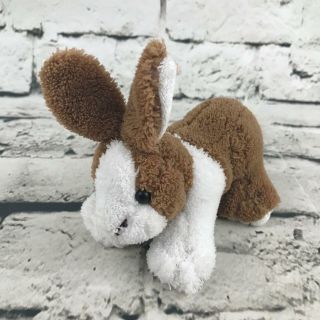 Bunny Rabbit Plush White Brown Cute Mini Stuffed Animal Soft Toy